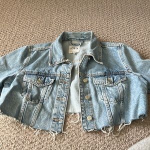 Zara cropped denim jacket with raw hem hem